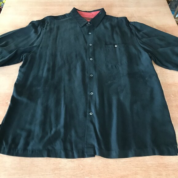Tori Richard Shirt Men 2XL Black Winged Guitar Button Up Pocket Silk Blend 17332 - Picture 2 of 11